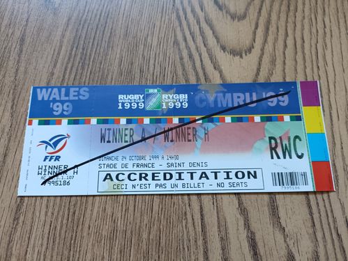 South Africa v England 1999 Rugby World Cup Quarter-Final Used Rugby Ticket