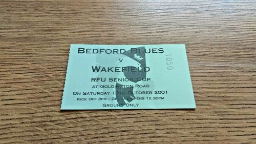 Bedford v Wakefield Oct 2001 RFU Senior Cup Used Rugby Ticket