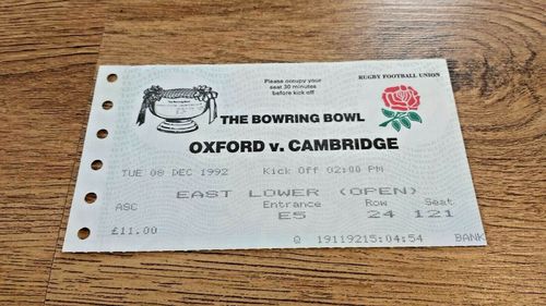 Oxford University v Cambridge University Dec 1992 Used Rugby Ticket