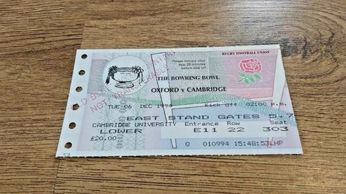 Oxford University v Cambridge University Dec 1994 Used Rugby Ticket