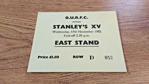 Oxford University v Major Stanley's XV Nov 1982 Used Rugby Ticket