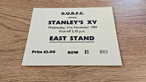 Oxford University v Major Stanley's XV Nov 1984 Used Rugby Ticket