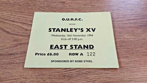Oxford University v Major Stanley's XV Nov 1994 Used Rugby Ticket