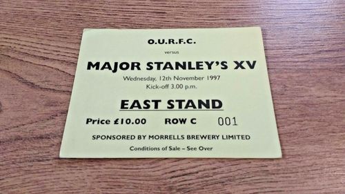 Oxford University v Major Stanley's XV Nov 1997 Used Rugby Ticket
