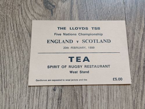 England v Scotland 1999 Rugby Tea Invitation Card