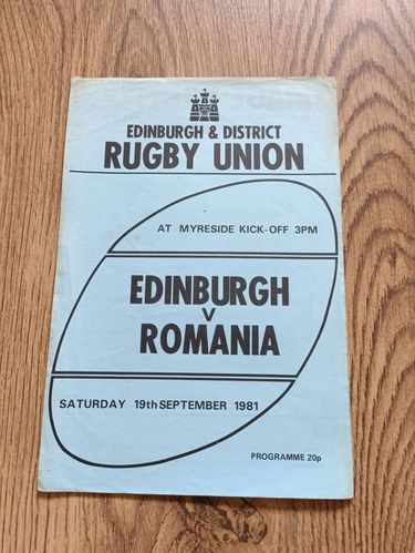 Edinburgh v Romania Sept 1981