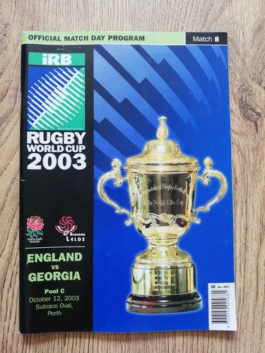 England v Georgia 2003 Rugby World Cup Programme