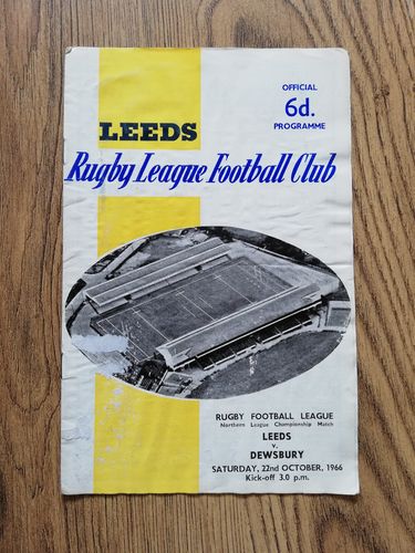 Leeds v Dewsbury Oct 1966 Rugby League Programme