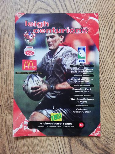 Leigh v Dewsbury Feb 2002 Rugby League Programme
