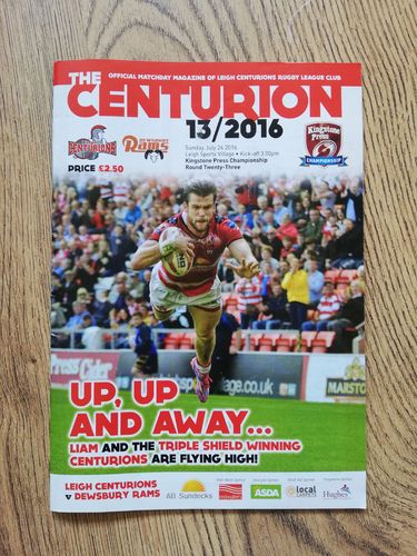 Leigh v Dewsbury July 2016 Rugby League Programme