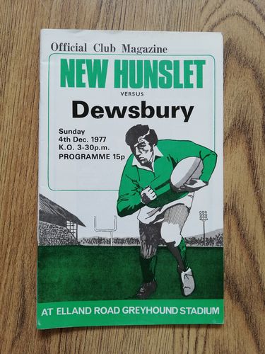 New Hunslet v Dewsbury Dec 1977 Rugby League Programme