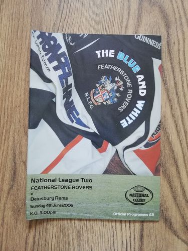 Featherstone Rovers v Dewsbury June 2006 Rugby League Programme