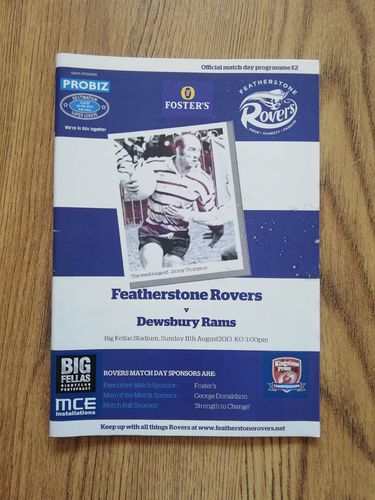 Featherstone Rovers v Dewsbury August 2013 Rugby League Programme