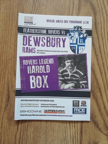 Featherstone Rovers v Dewsbury Jun 2014 Rugby League Programme