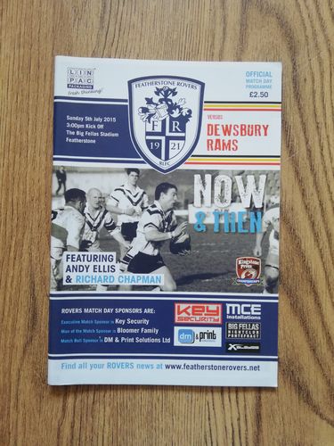 Featherstone Rovers v Dewsbury Jul 2015 Rugby League Programme