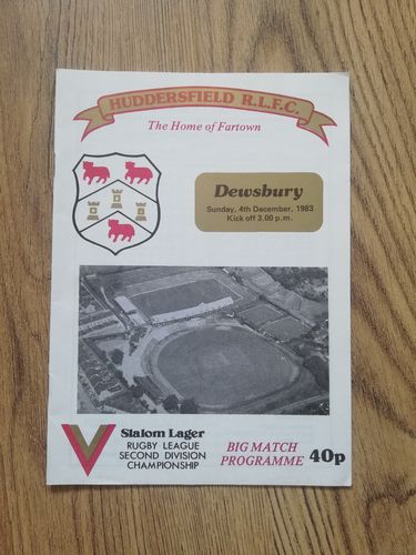 Huddersfield v Dewsbury Dec 1983 Rugby League Programme