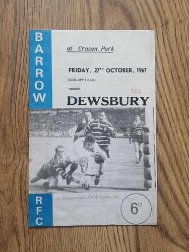 Barrow v Dewsbury Oct 1967 Rugby League Programme