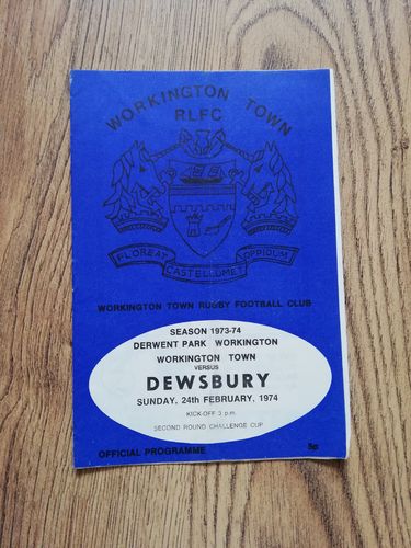 Workington Town v Dewsbury Feb 1974 Challenge Cup Rugby League Programme