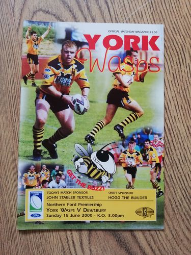York v Dewsbury June 2000 Rugby League Programme