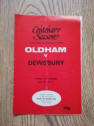 Oldham v Dewsbury Feb 1976 Challenge Cup Rugby League Programme