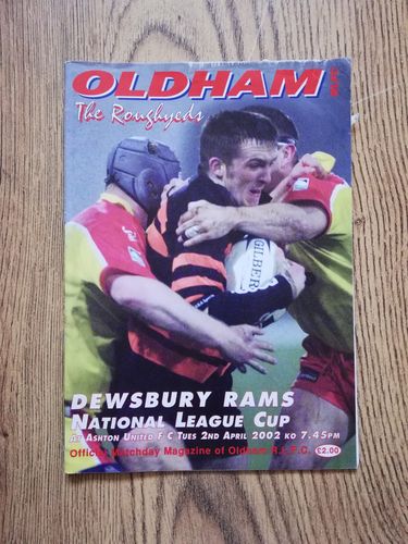 Oldham v Dewsbury Apr 2002 National League Cup Programme