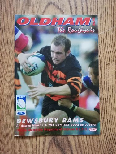 Oldham v Dewsbury Aug 2002 Rugby League Programme