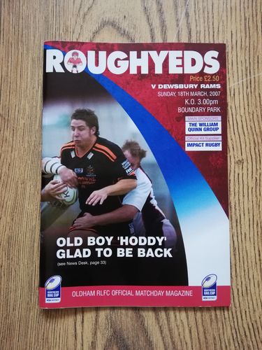 Oldham v Dewsbury Mar 2007 Rugby League Programme