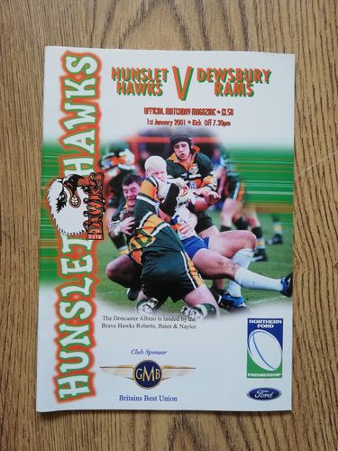 Hunslet v Dewsbury Jan 2001 Rugby League Programme