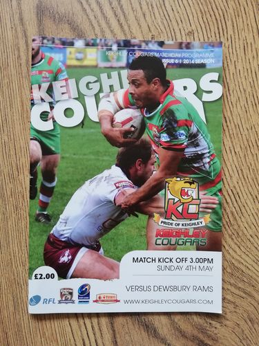 Keighley v Dewsbury May 2014 Rugby League Programme