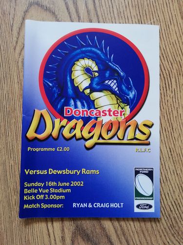 Doncaster v Dewsbury June 2002 Rugby League Programme