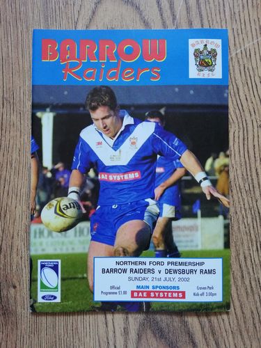 Barrow v Dewsbury July 2002 Rugby League Programme