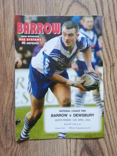 Barrow v Dewsbury April 2004 Rugby League Programme