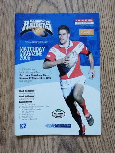 Barrow v Dewsbury Sept 2006 Rugby League Programme