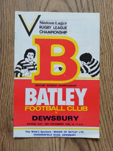 Batley v Dewsbury Dec 1980 Rugby League Programme