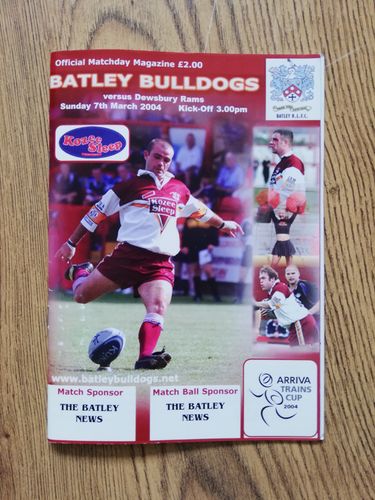 Batley v Dewsbury March 2004 Arriva Trains Cup Rugby League Programme