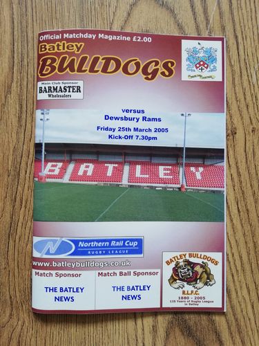 Batley v Dewsbury March 2005 Northern Rail Cup Rugby League Programme
