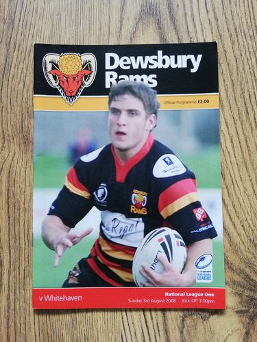 Dewsbury v Whitehaven Aug 2008 Rugby League Programme
