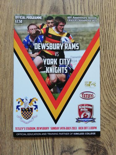 Dewsbury v York July 2013 Rugby League Programme