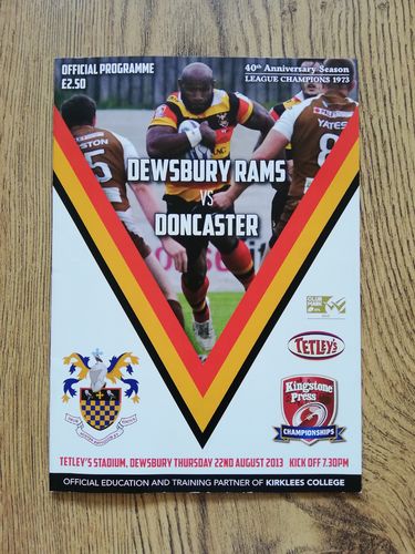 Dewsbury v Doncaster Aug 2013 Rugby League Programme