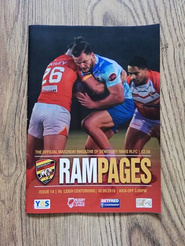 Dewsbury v Leigh Sept 2018 Championship Shield Rugby League Programme