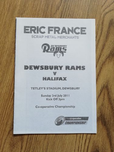 Dewsbury v Halifax July 2011 Rugby League Programme