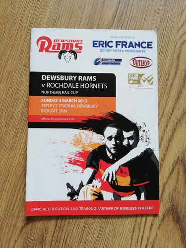 Dewsbury v Rochdale March 2012 Northern Rail Cup Rugby League Programme
