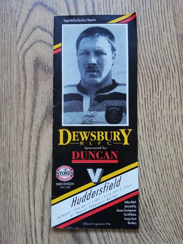 Dewsbury v Huddersfield April 1992 Rugby League Programme