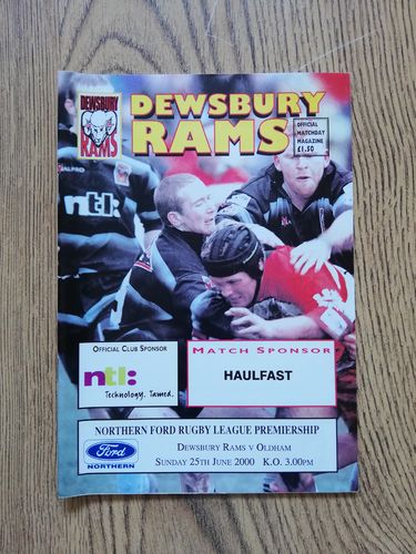 Dewsbury v Oldham June 2000 Rugby League Programme