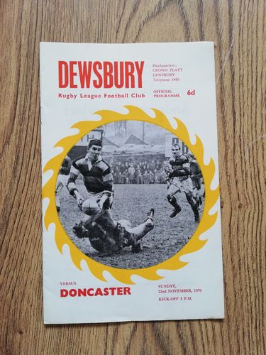 Dewsbury v Doncaster Nov 1970 Rugby League Programme
