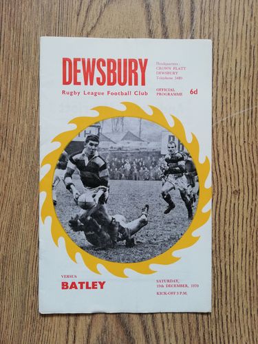 Dewsbury v Batley Dec 1970 Rugby League Programme