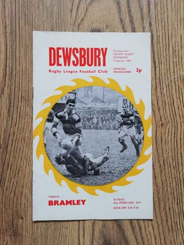 Dewsbury v Bramley Feb 1971 Challenge Cup Rugby League Programme