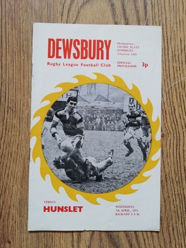 Dewsbury v Hunslet April 1971 Rugby League Programme