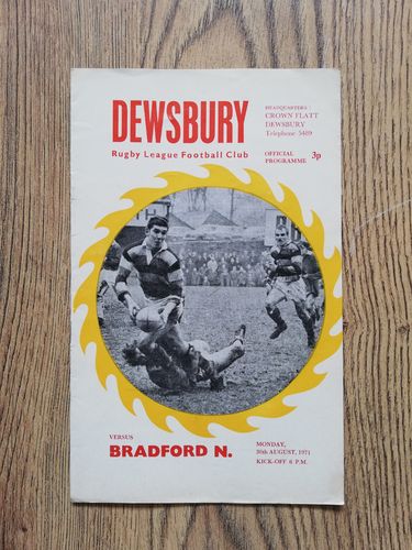 Dewsbury v Bradford Aug 1971 Rugby League Programme