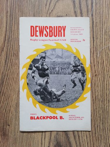 Dewsbury v Blackpool Oct 1971 Rugby League Programme